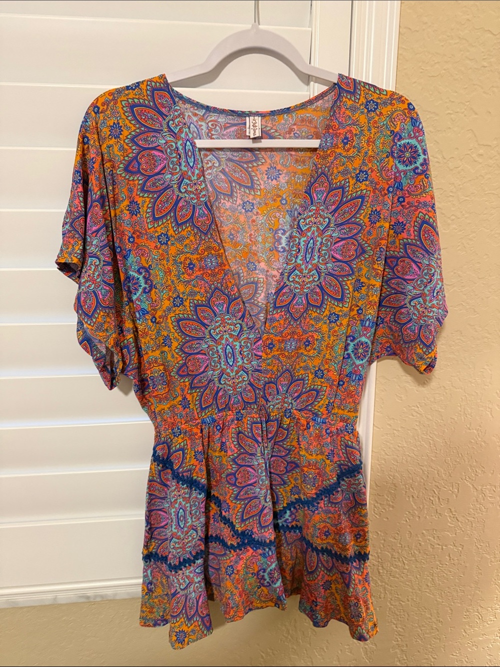 Luli Fama Orange Multi Paisley V-Neck Tunic